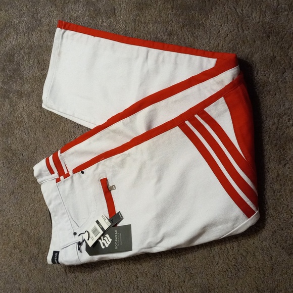 ROCAWEAR Red and white Slim skinny fit pants W38L32 - Picture 4 of 8